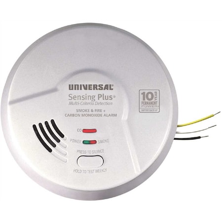 Universal Security Instruments Combination 3-in-1 Hardwired Smoke Fire and CO Alarm Detector , 10-Year Sealed Battery Backup AMIC1510SB